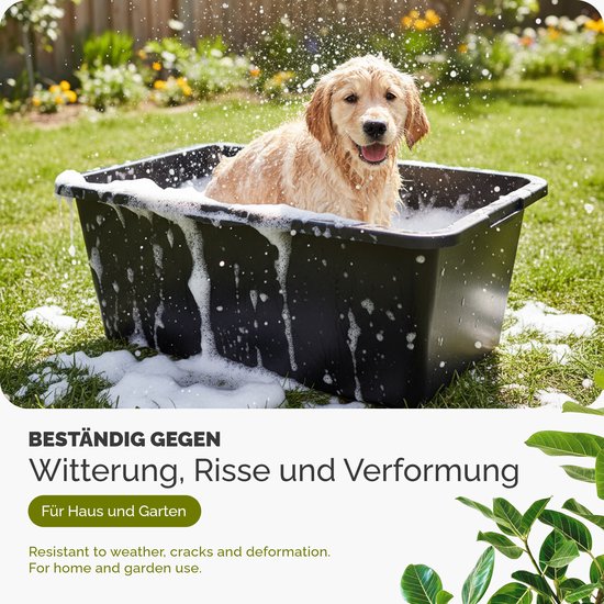 Metselbak, vierkant, 65 liter, voor bouwplaats, huishouden, tuin, mortelbak, extreem stabiele bouwemmer met versterkte bodem, 1 stuk, 80 liter