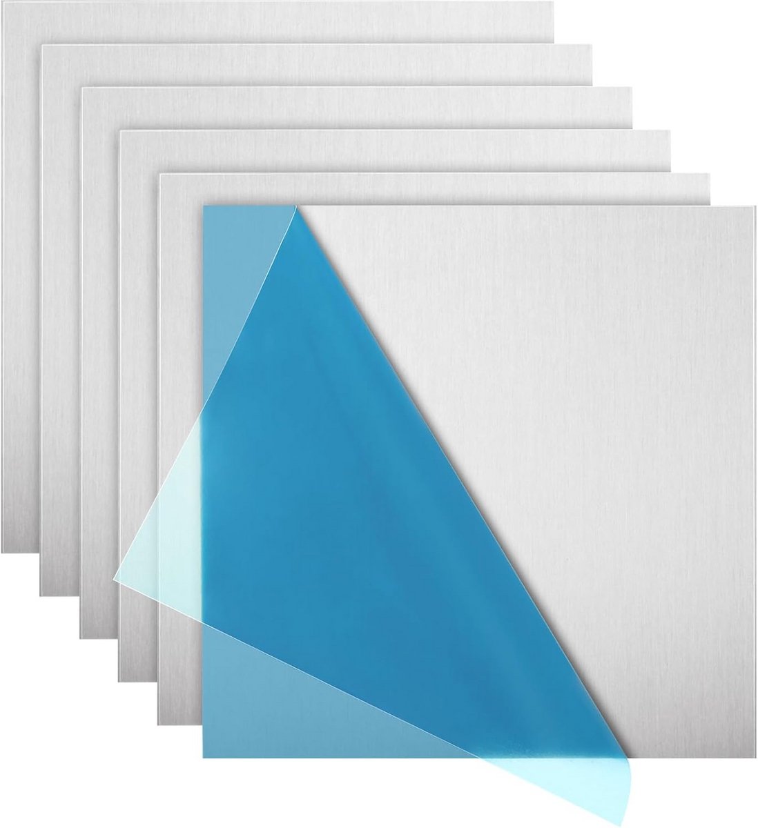 6x Aluminium Plaat 20x20 cm - 2mm Dikke Metalen Platen (6061 Kwaliteit) met Beschermfolie