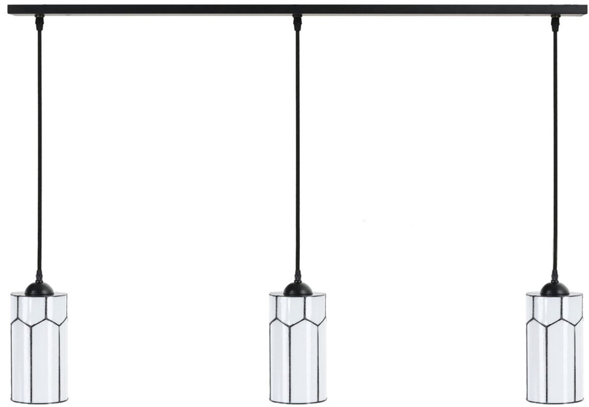 Coloured by Art 3 x Tiffany Gatsby lampen aan plafondbalk - Art Deco Trade Wit