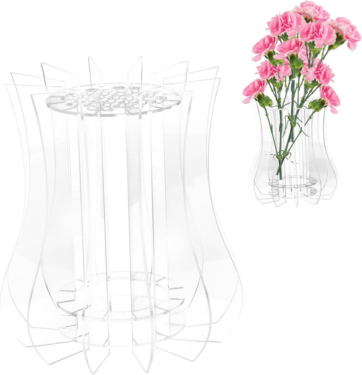 Ronte - Bloemenvaas voor Boeket Bouwset met Creatieve Displaystandaard. Ideale Decoratie voor Rozen, Zonnebloemen en Tulpen - Transparant Acryl (Stijl A)