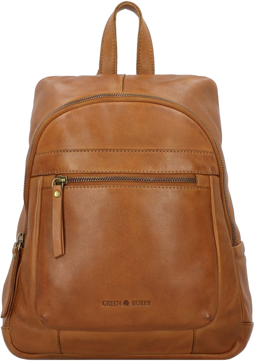 GREENBURRY Leren vrijetijdsrugzak rugzak Colombiana City Backpack Nougat bruine