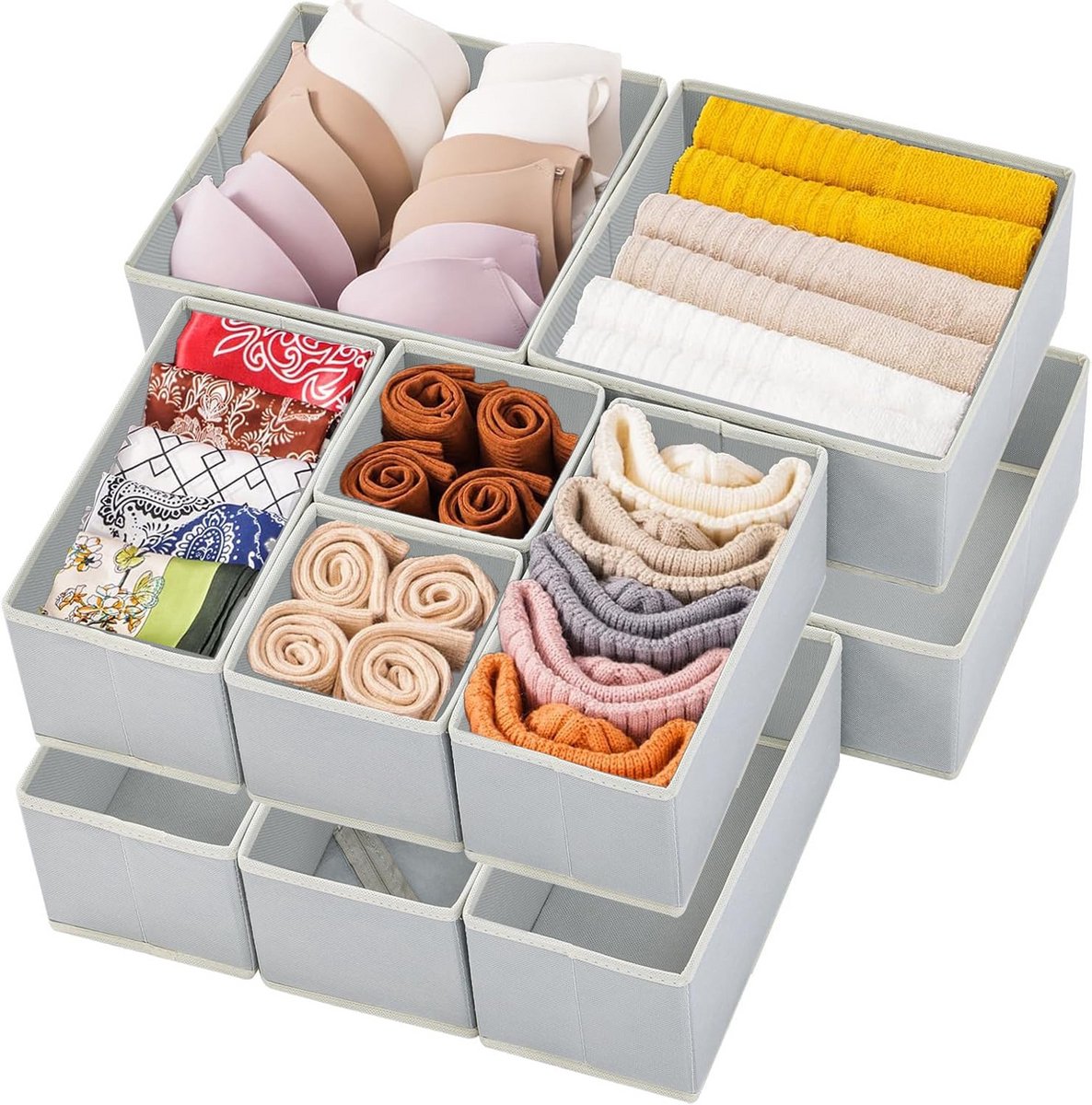 Opvouwbare Lade Organiser Set 12 stuks voor Kleding, Sokken, Ondergoed en Accessoires