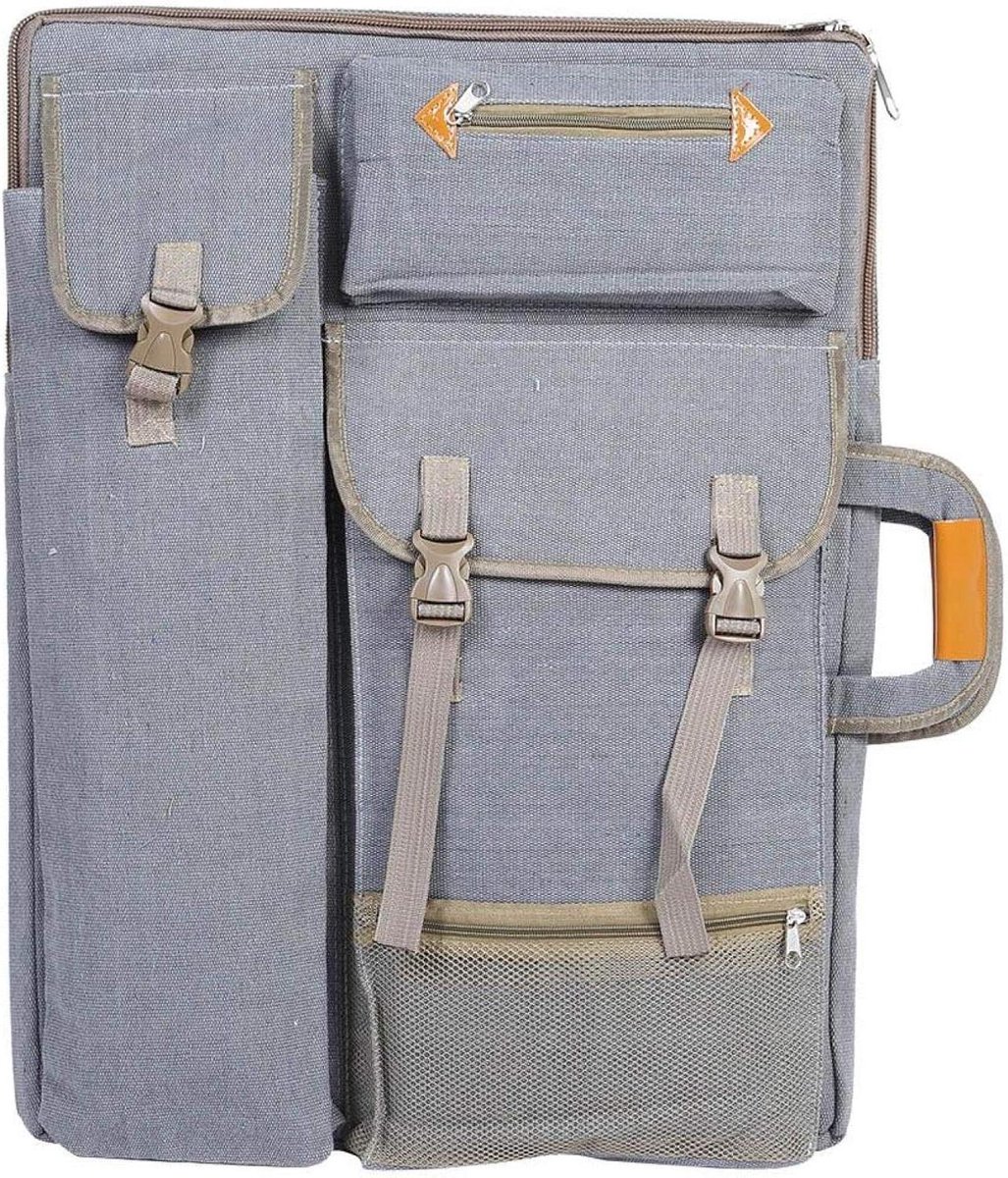 Ronte - Portfolio tas voor kunstenaars van canvas - Kunstenaarstas met schetsbord - Draagtas voor schilderijen - Canvas rugzak - Schetspad - 1 stuk