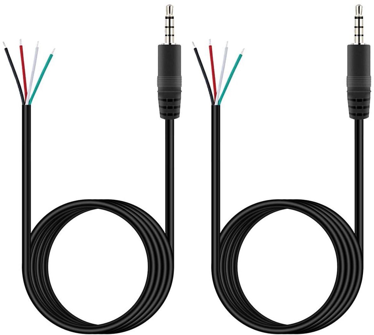 Ronte - Audioadapter 2 stuks met 3,5 mm stekker, 1,5 m kabel lengte - voor hoofdtelefoon, oortelefoon en microfoon