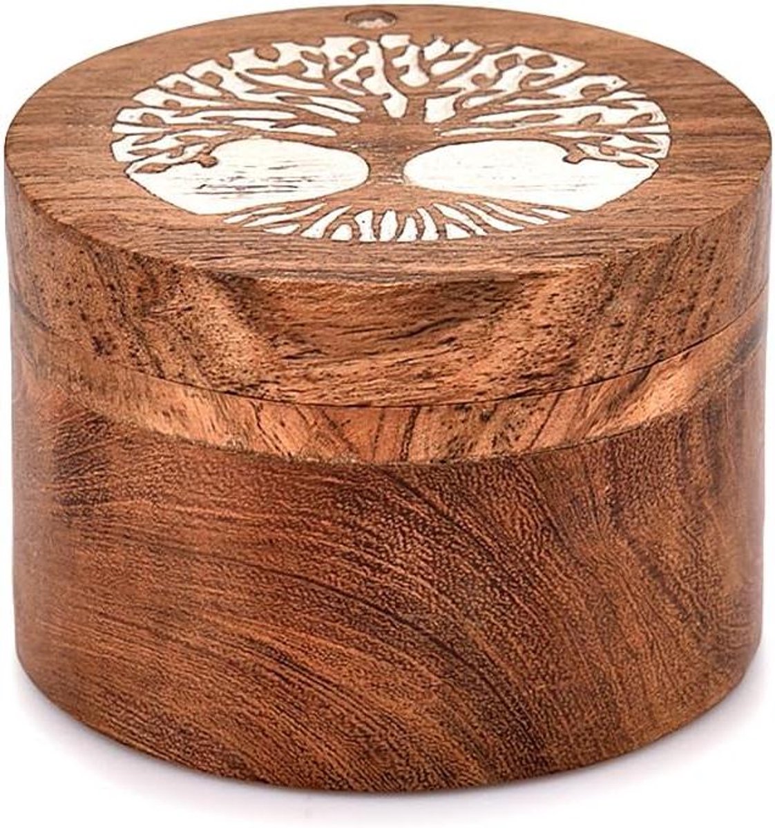 Ronte - Houten urn levensboom design voor menselijke as - geschikt voor honden en katten - 8,9 x 8,9 x 6,3 cm - Natuurlijke uitstraling.