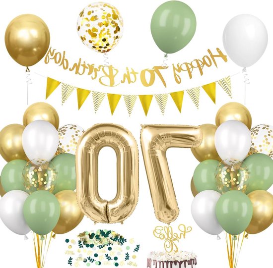 60e verjaardag decoraties, salie groen goud 60e verjaardag decoraties, Happy Birthday banner franje gordijn tafelkleed verjaardag sjerp kroon pompoms nummer 60 ballonnen voor vrouwen mannen