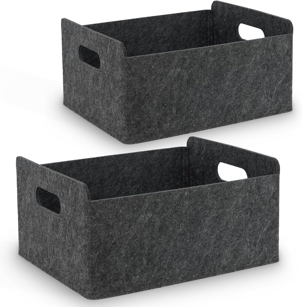 Vouwbare Flanel Opbergmand - 2 Stuks - 31,5 x 25 x 15 cm - Zwart