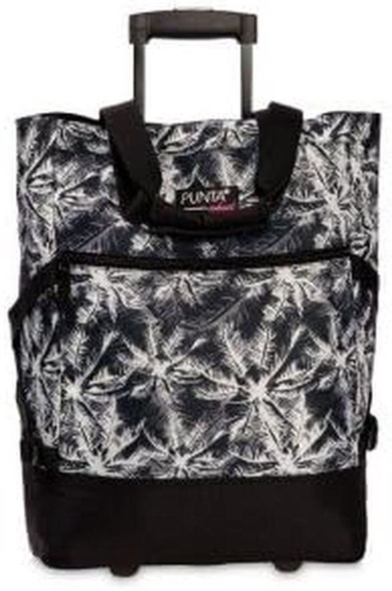 Boodschappentrolley met palmbladprint en stevige wielen
