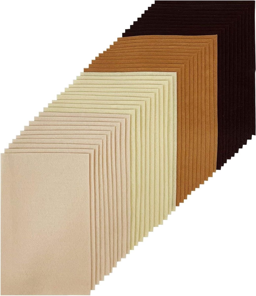 Ronte - Vilten vellen 20 x 30 cm 40 stuks - Knutselvilt in 4 kleuren - DIY decoraties - Feestprojecten - Bruine serie