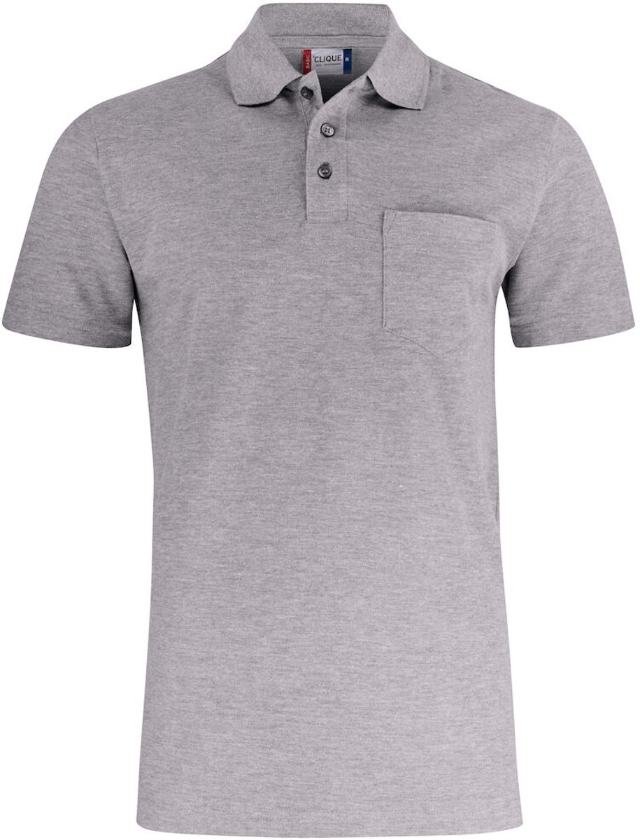 Clique Basic Polo Pocket 028255 - Grijsmelange - XS