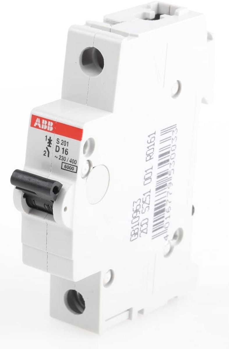 S200 Miniatuur Stroomonderbreker 1-polig, Type D, 16A, 6kA