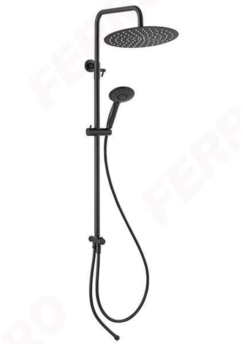 Ferro Wizard Pro NP47-BL | Luxe Black Rainfall Douche-Set met Sliding Bar & 3-Functies Handdouche