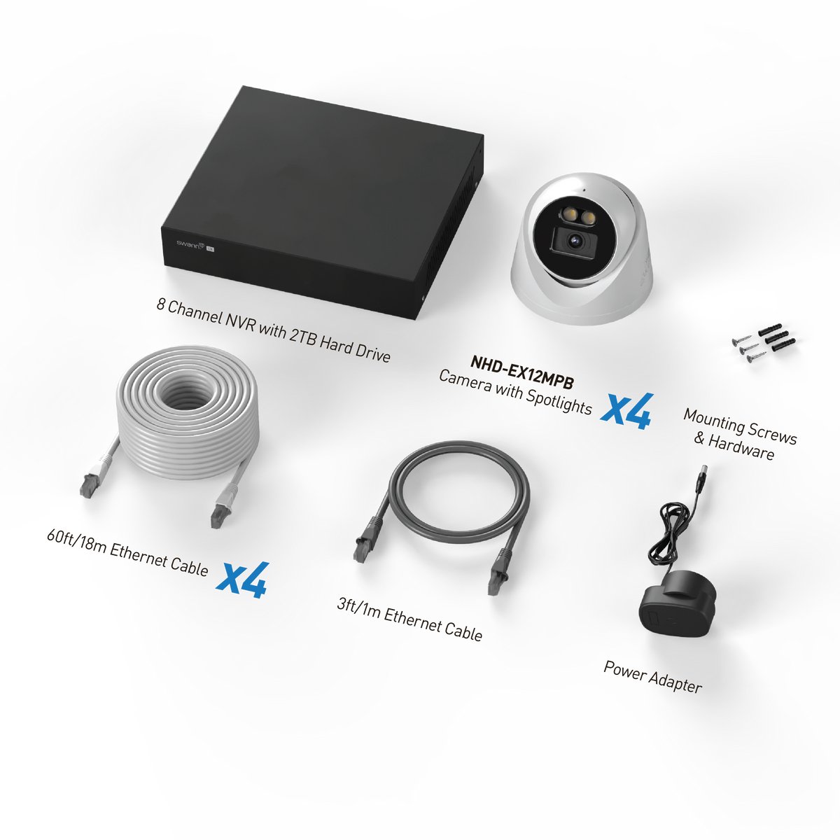 Swann EliteX 12MP Series - Beveiligingscamera's - 4 Camera's - cctv camerasysteem - 2TB - geen abonnementskosten - 6K Ultra HD - Spotlight Dome IP Cameras - Met Microfoon – foto 2