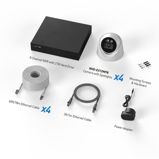 Swann EliteX 12MP Series - Beveiligingscamera's - 4 Camera's - cctv camerasysteem - 2TB - geen abonnementskosten - 6K Ultra HD - Spotlight Dome IP Cameras - Met Microfoon van Swann — afbeelding 2