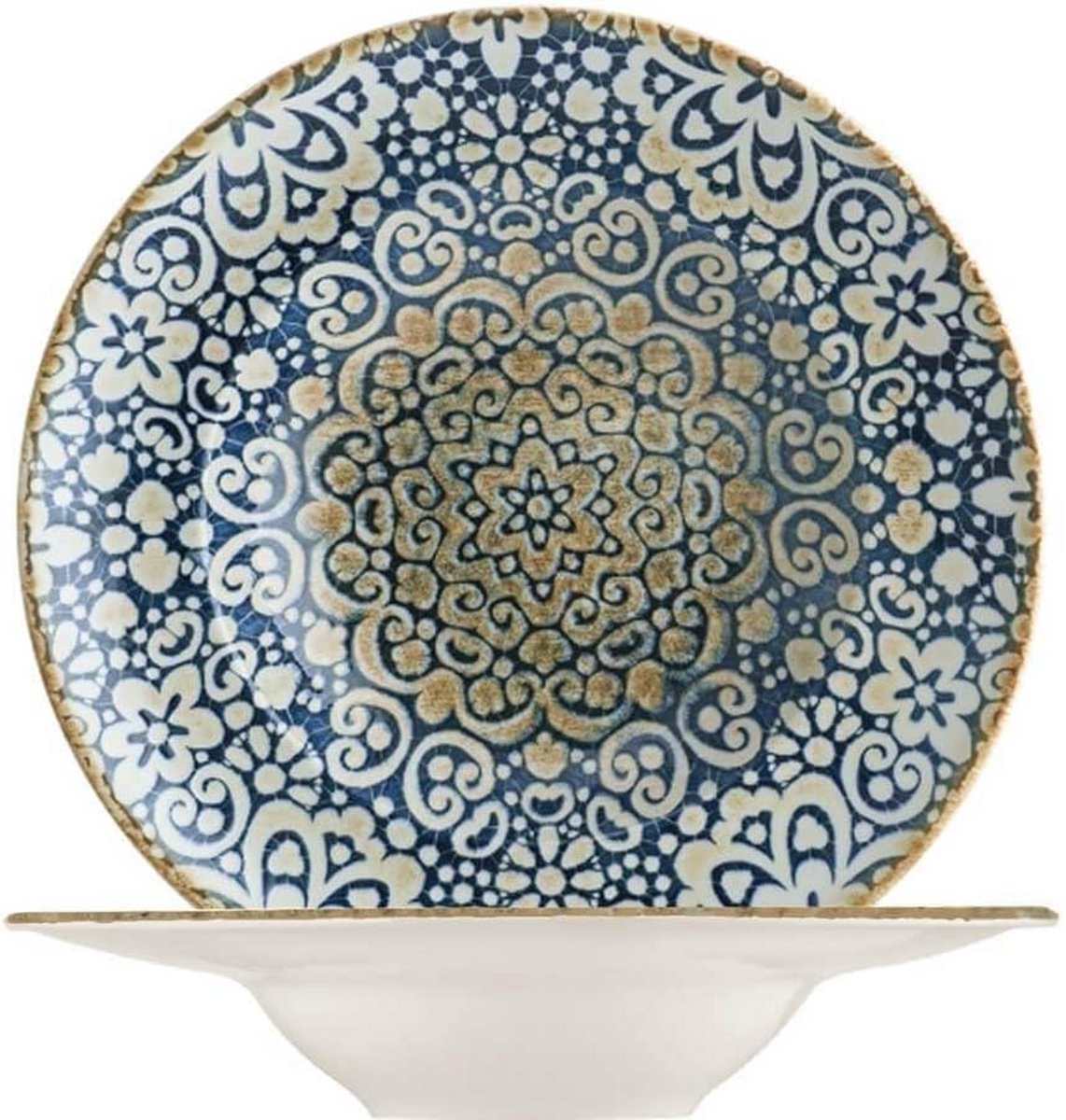 Set van 6 diepe borden 28 cm - premium porselein met versterkte randen