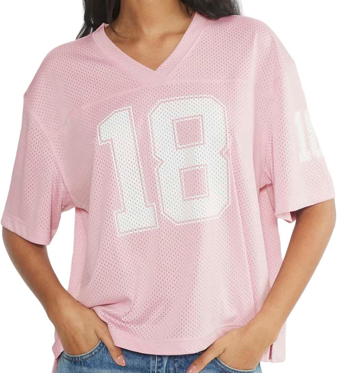 Dames T-shirt met V-hals en grafische print