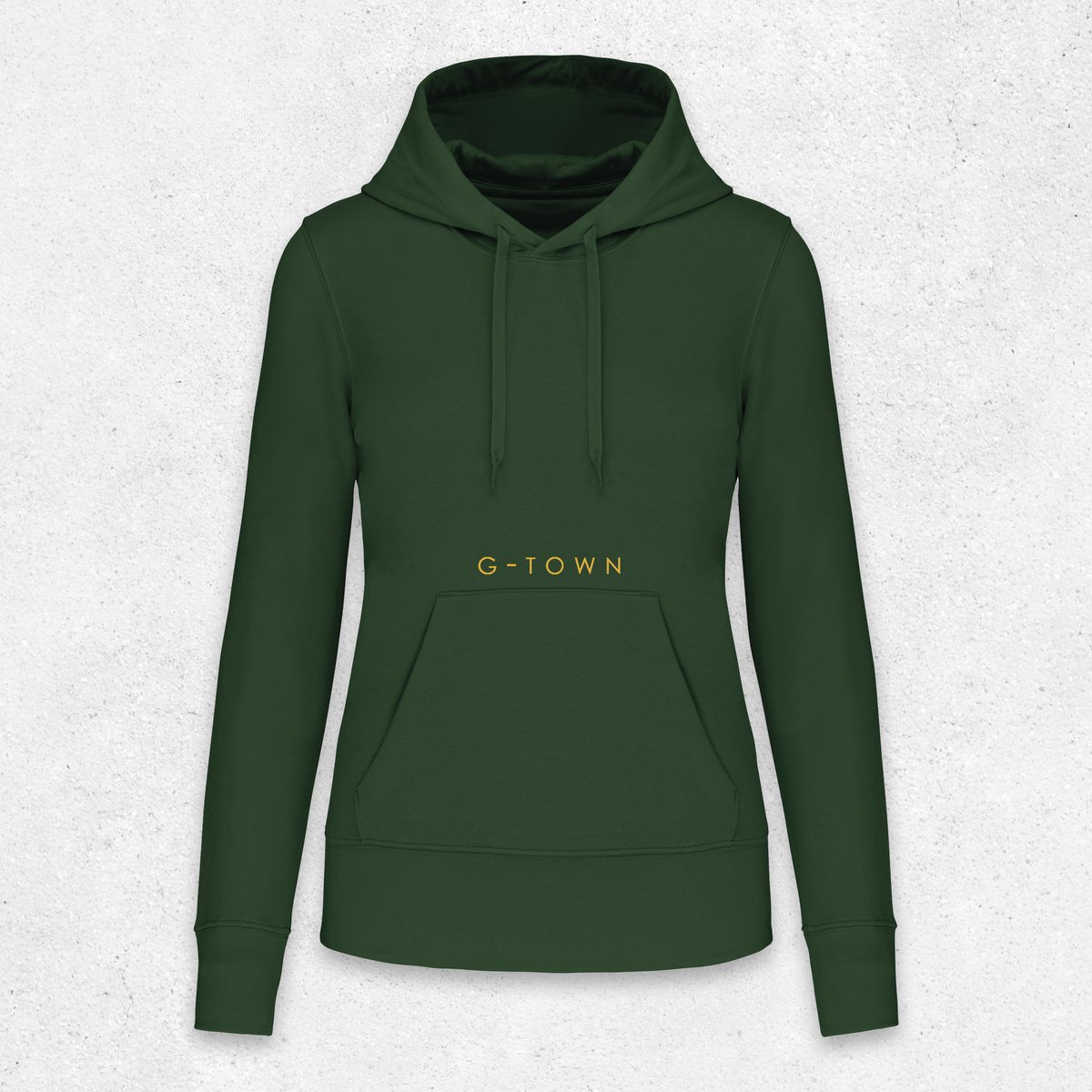 G-TOWN G‑TOWN Eco Chique Dames Hoodie – Duurzame Streetwear – Forest Green & Oranje