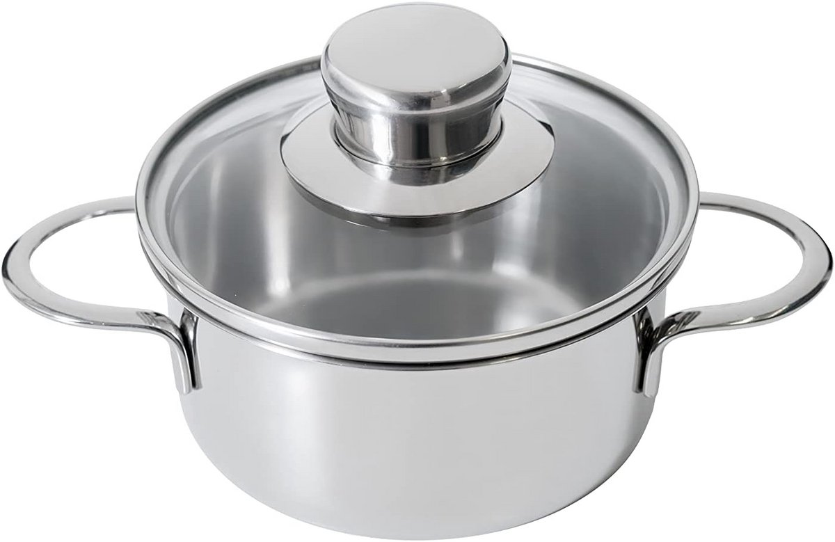 Hoge Braadpan met Deksel 12 cm - Gietijzeren Pan voor Saucen, Vlees & Vis