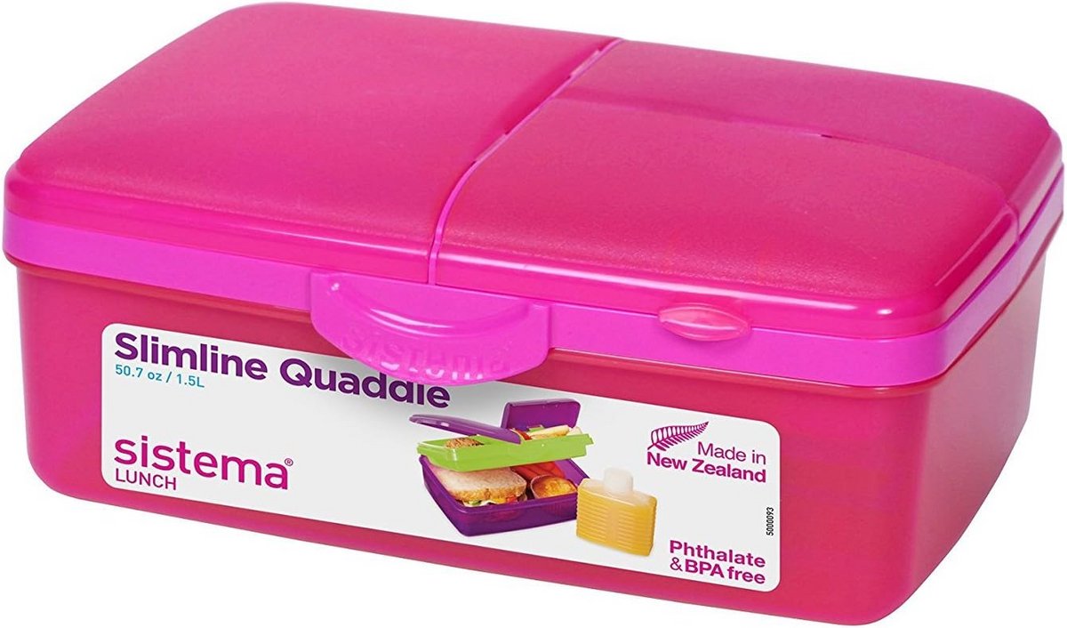 Slimline Lunchbox met Vakken 1,5L - Ideaal voor Salades en Broodmaaltijden