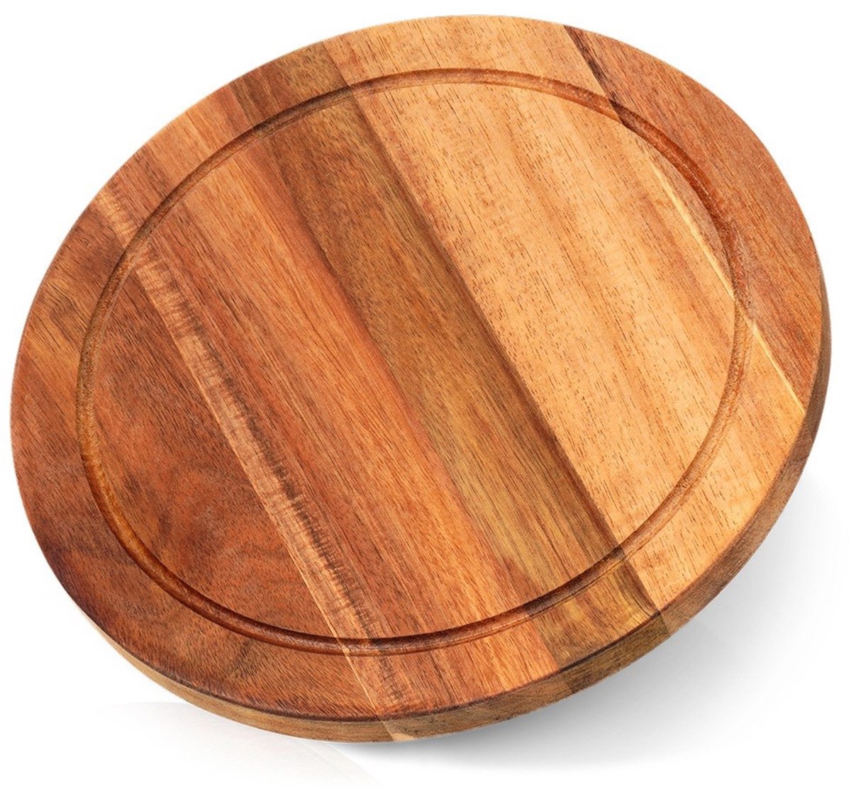 Excellent Houseware - Houten Snij- en Serveerplank - 25 cm - Acacia Hout - Ronde Vorm