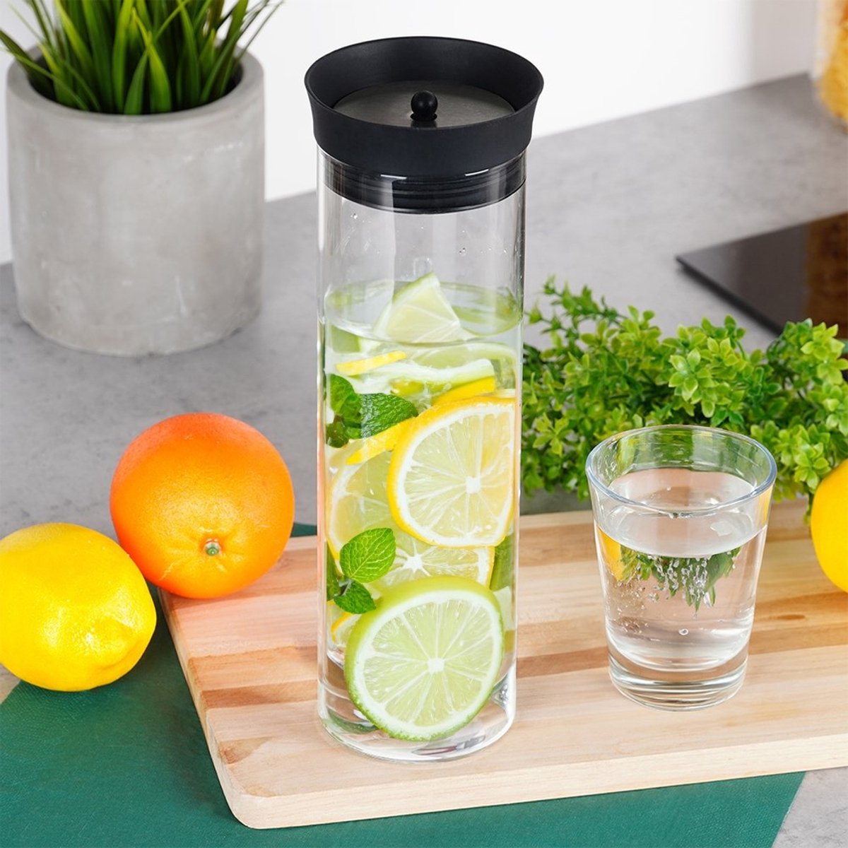 Excellent Houseware - Karaf - 1L - Borosilicaatglas - Roestvrijstalen Deksel — cadeau in Koken & Dineren - foto 5
