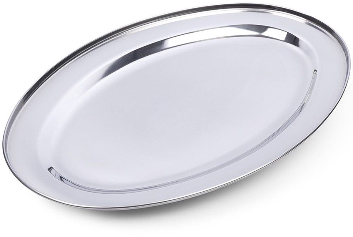 Excellent Houseware - Ovale Roestvrijstalen Dienblad - 44x29 cm