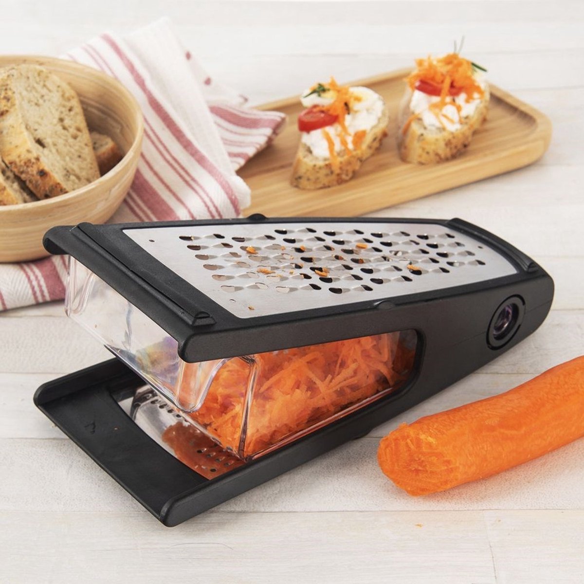 Orion - Keukentarka met Opvangbak - 24 cm - Roestvrij Staal - Twee Zijden - Antislip