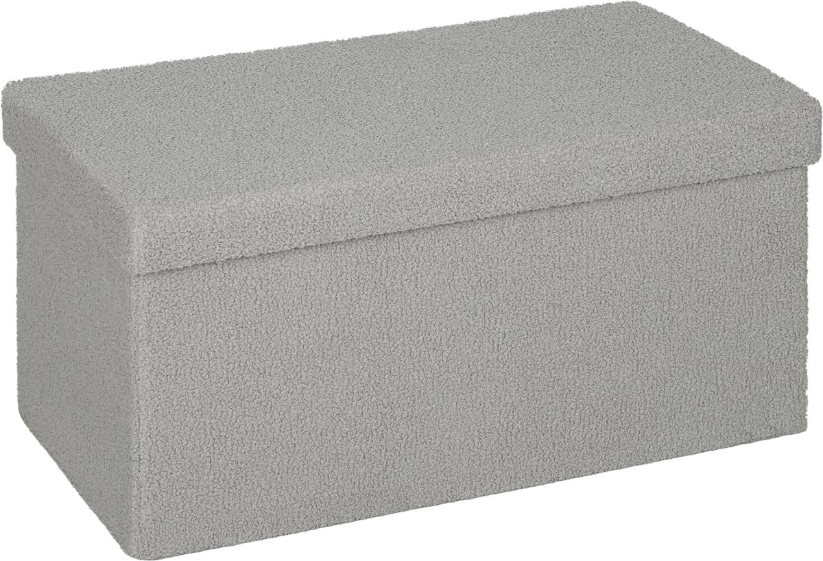 HOMCOM Opbergottoman Polyester, MDF 76L x 38B x 38H cm Lichtgrijs