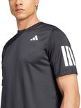 Donkergrijs sportshirt met korte mouwen, Adidas logo op borst en 3-strepen op mouw.