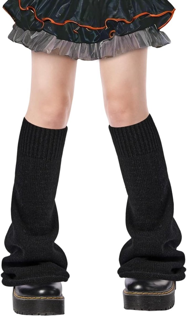 Famanu - Gestreepte overknee beenwarmers katoen, warme lange laarzenkousen