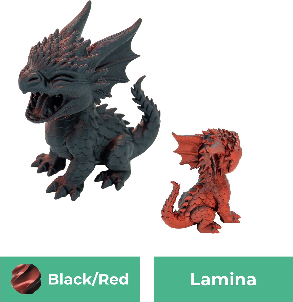 Gapende draak - Zwart / Rood - 10CM