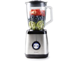 DOMO DO1133BL Blender - 1,5L Glazen Kan - Mixen, Blenden, Hakken & IJs malen - 1000W - Inox