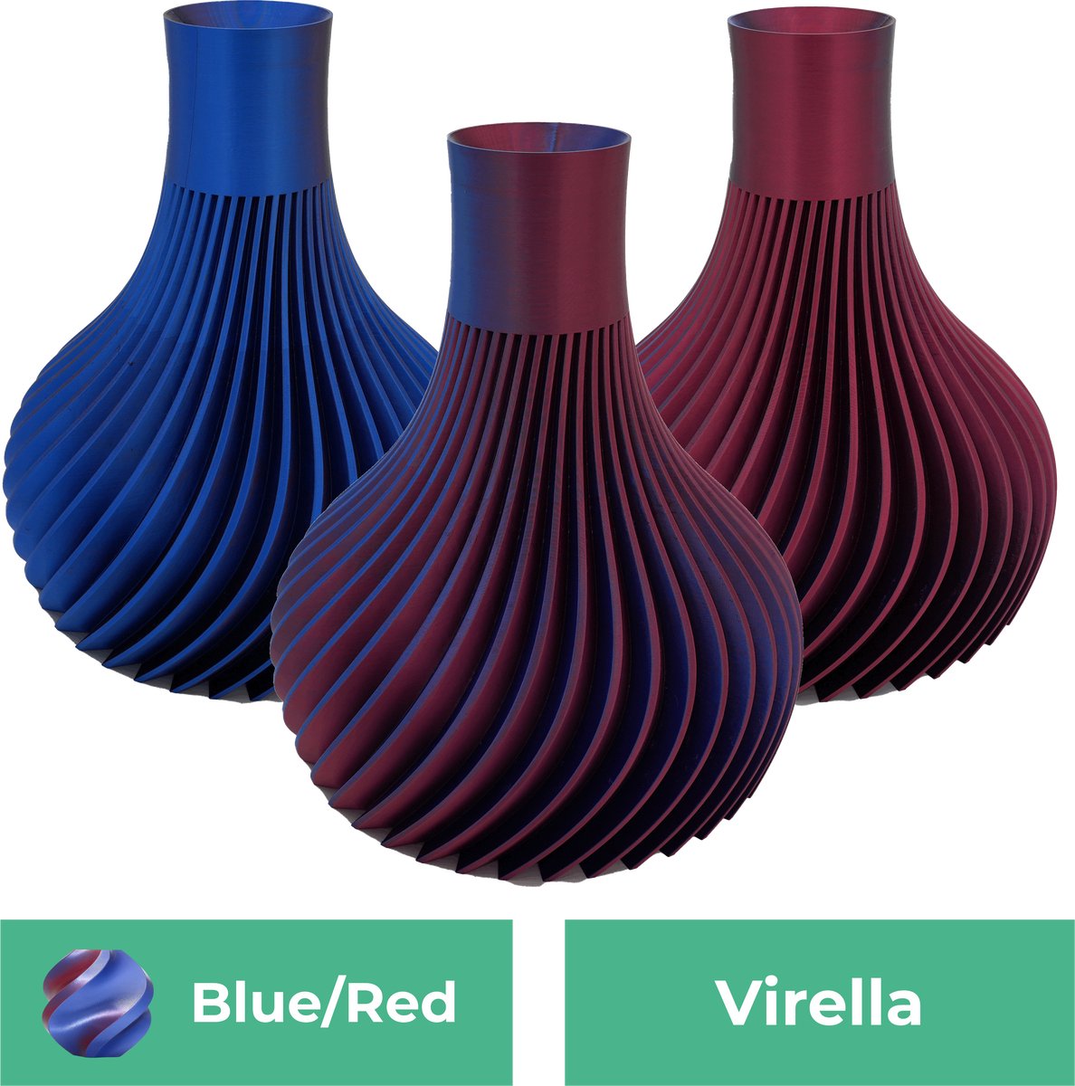 Lovora Virella moderne vaas – Decoratieve vaas - Blauw / Rood - 3d geprinte vaas – geschikt voor droogbloemen - 20CM