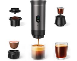 3-in-1 draagbare espressomachine – 20 bar zelfverwarmend – USB-C & LED-display