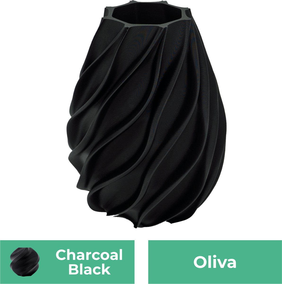 Lovora Oliva organische vaas – Decoratieve vaas - Zwart - 3d geprinte vaas – geschikt voor droogbloemen - 34CM