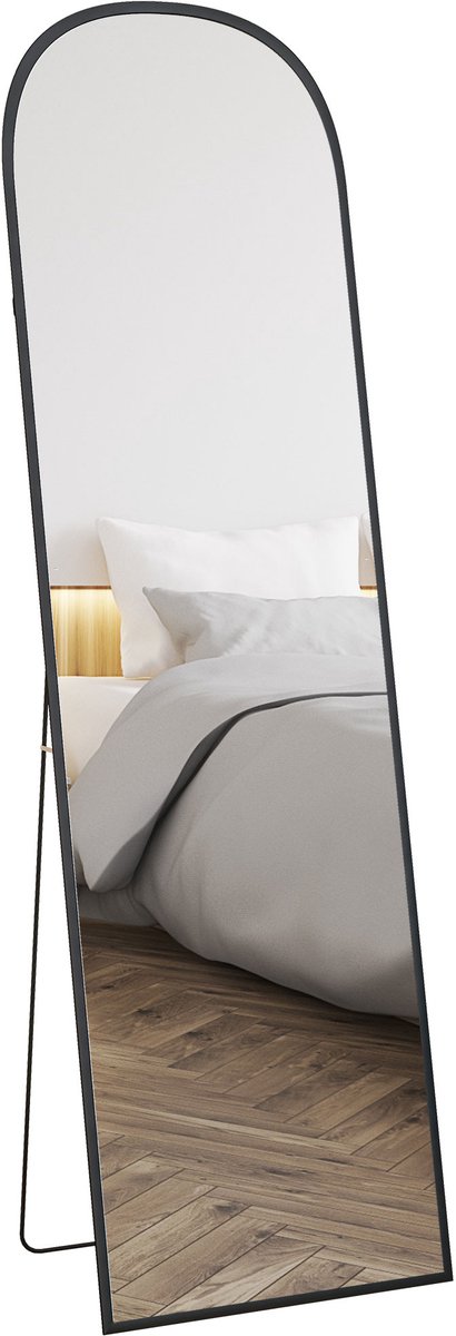 HOMCOM Spiegel over de volledige lengte Aluminiumlegering, gehard glas 50L x 1,5B x 170H cm Zwart