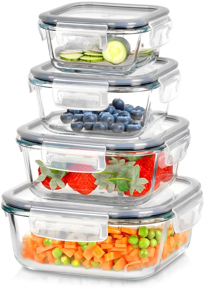 Vilde - Glazen Voedselcontainers - Set van 4 - Verschillende Maten - Borosilicaatglas