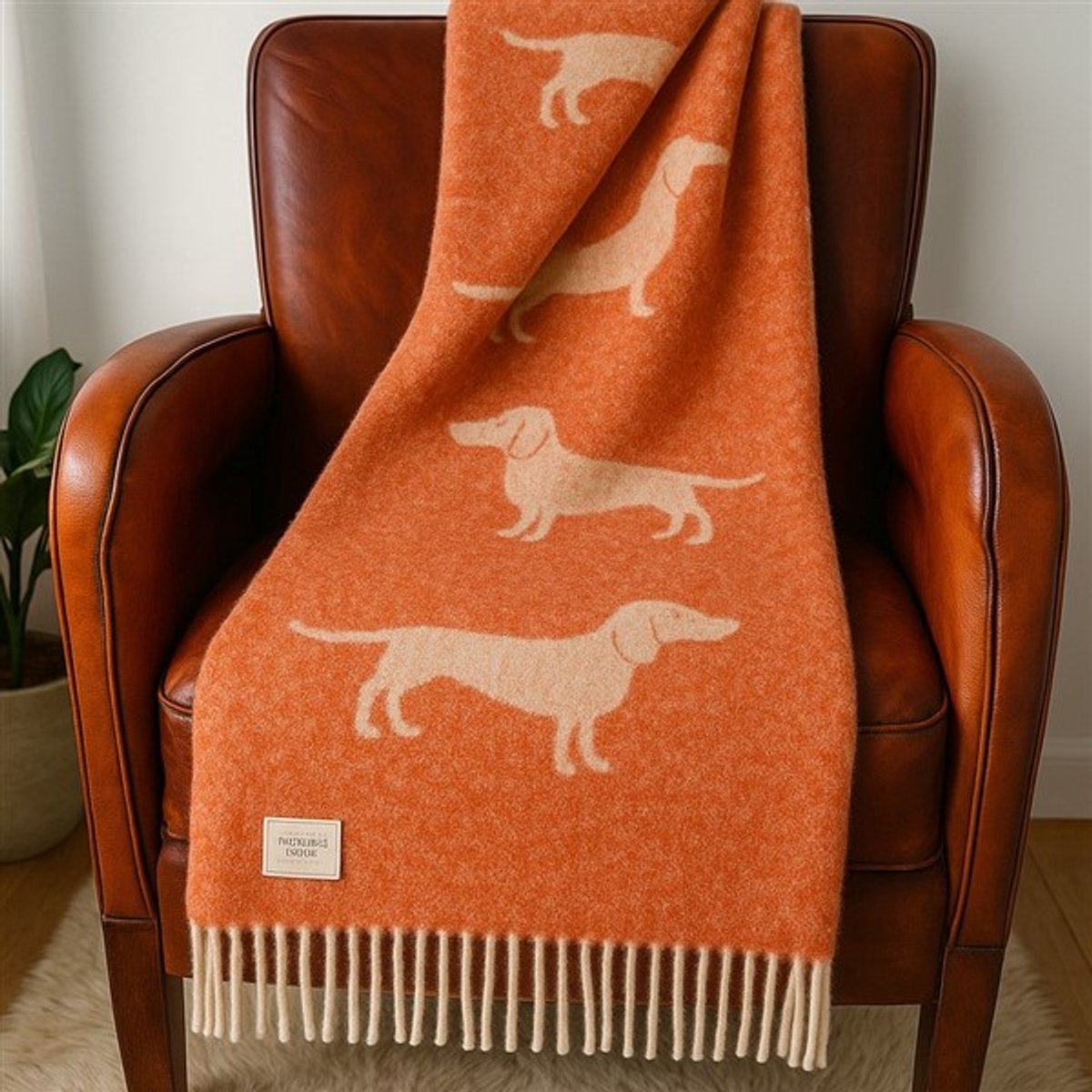 Belpo - Teckel Plaid - Teckel Deken – 100% Wol – 130×170 cm – Harvest Orange