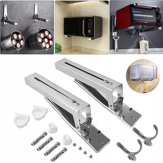Intrekbare opvouwbare magnetron oven rack muur gemonteerde thuis keuken plank multi-functie oven rack beugel intrekbare grootte 272-442mm glad oppervlak