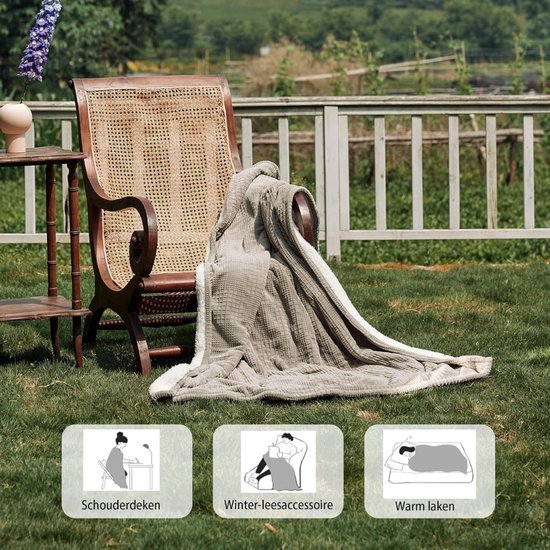 Luvego Elektrische Warmte Bovendeken Met Fleece/Sherpa L Plaid 180x130 Cm L 3 5 Meter Kabel L 160w