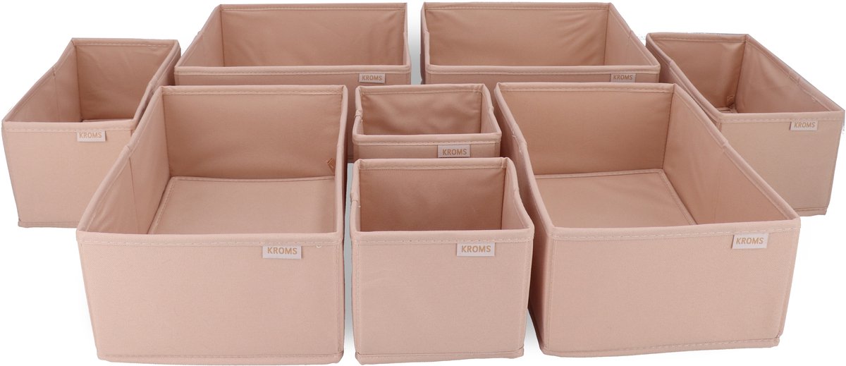 KROMS 8-delige lade organizer bakjes - Zand - Kleding opbergbox– Kleding organizer opbergsysteem – Lade organizer kledingkast & IKEA PAX – Kleding organizer opvouwbaar