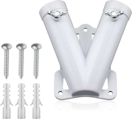 Allecta - V-Vormige Aluminium Vlaggenmast Muurbeugel voor Buiten - Winddicht - Memorial Day - Nationale Feestdag