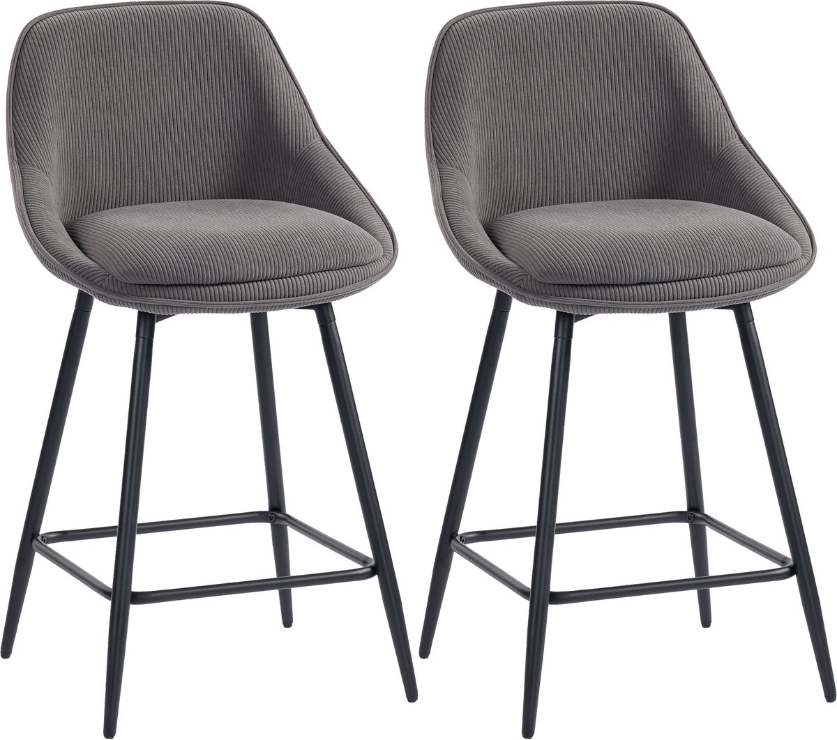 HOMCOM Barkruk Polyester, Staal 52L x 49B x 88H cm Grijs