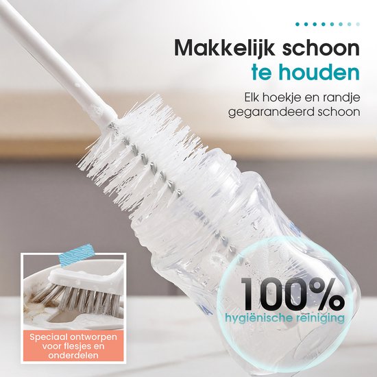 Sweet Sprout 6-in-1 Sterilisator met Stoomfunctie - Flessen sterilisator - Babyfles reiniger - Stoomsterilisator - Flessenwasser - Geschikt voor 6 flesjes - Met droogfunctie - Incl. 5 bewaarzakjes en flessenborstel van Sweet Sprout — afbeelding 4
