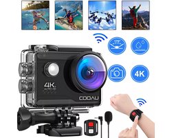 Action Camera 4K – 20MP / 60FPS / WiFi / 40M Waterdicht – Actiecamera – Onderwatercamera – Externe Microfoon – Inclusief Accessoires – Gratis App – Onderwatercamera – Beeldstabilisatie EIS – Lader – Afstandsbediening