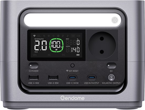 GENDOME Go 300 Draagbare Power Station – 288Wh LiFePO4 – LFP – 300W AC Uitgang – 2x 140W USB-C PD 3.1 – Tot 6 Apparaten Tegelijk – Zonnegenerator voor Camping, Reizen & Noodstroom – Smart App – Compact & Lichtgewicht – Generator – Aggregaat