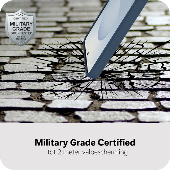 Military Grade gecertificeerd hoesje, biedt tot 2 meter valbescherming.