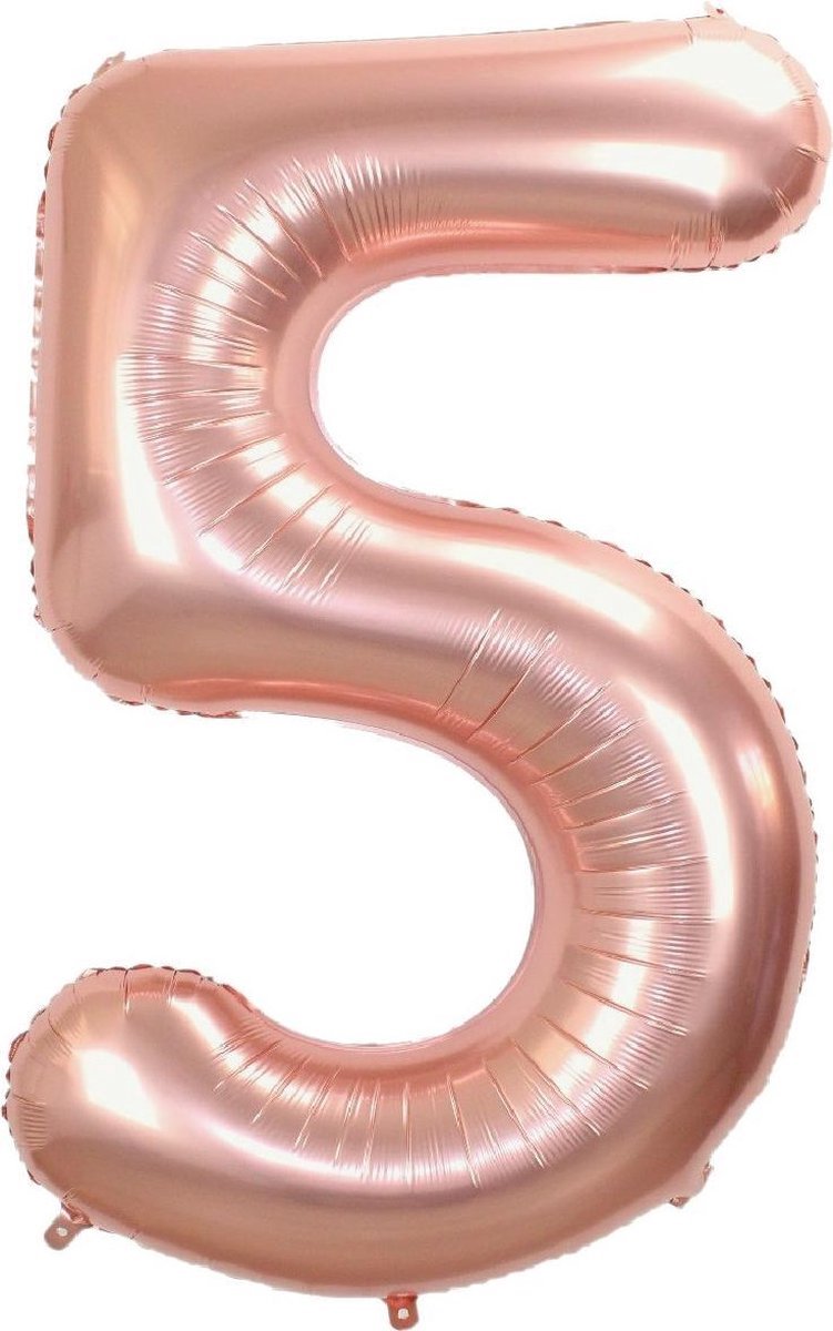 Ulanax - Cijferballon - Folieballon - 70cm - Rose Goud - Cijfer 5 - Uniek!