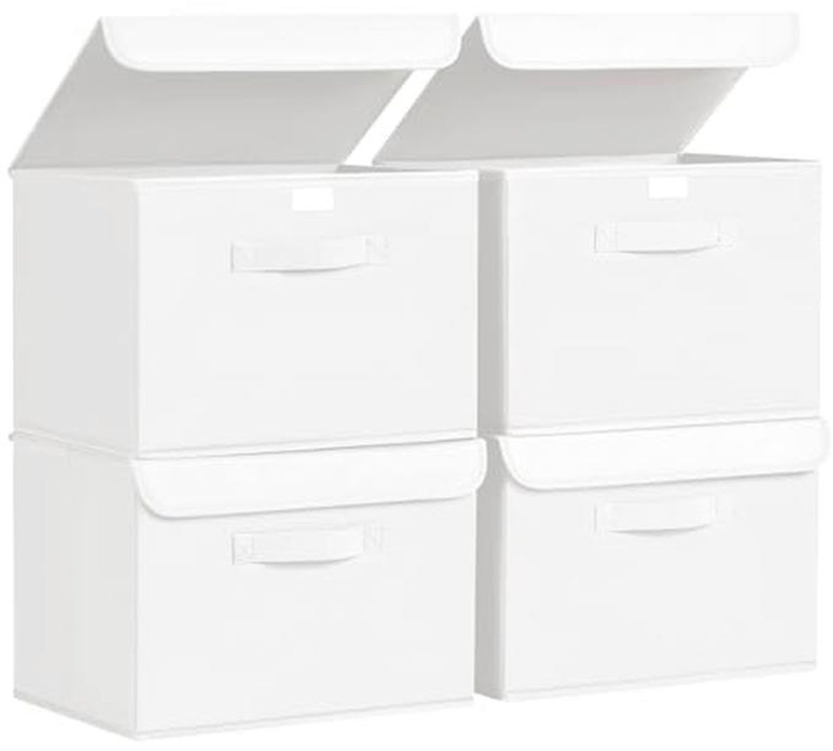 Opvouwbare Opbergdozen met Deksel - 4 Stuks - Lichtwit - Organizer voor Kledingkast