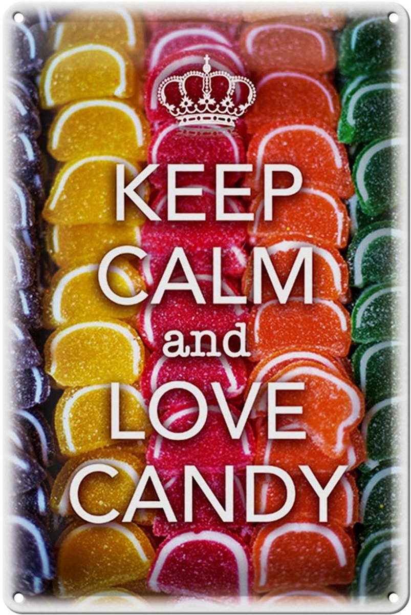 Blechschild Spruch 20x30cm Keep Calm and love candy
